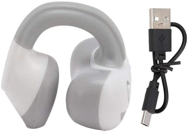 Alt view image 7 of 7 - Open Ear Clip Headphones, Earbuds Bluetooth 5.3, Noise Reduction Single Ear Clip Sports Earbuds for Music Calling for Running Cycling (White Grey)