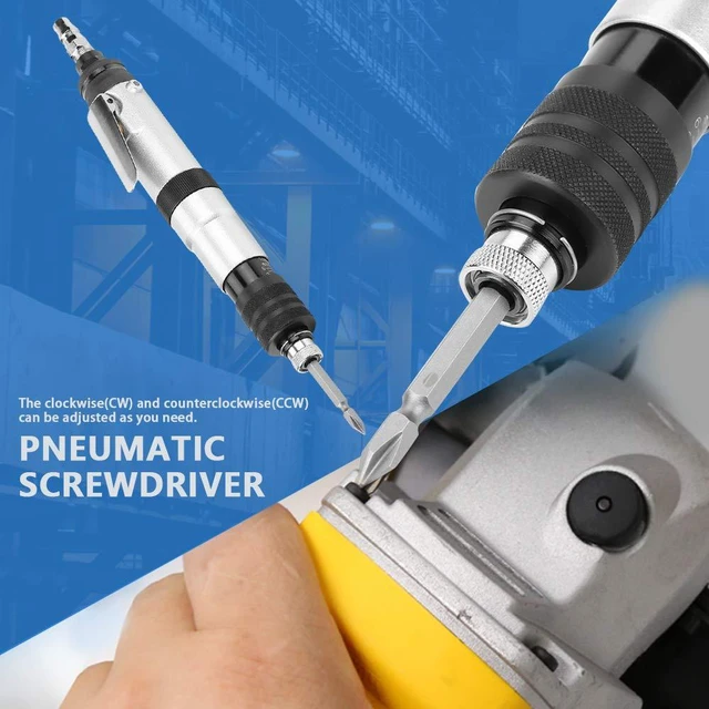 Alt view image 4 of 7 - 1/4" Air Straight Pneumatic Screwdriver,1000RPM Mini Handhold Pneumatic Screwdriver Kit,Industrial Screw Driver Tool