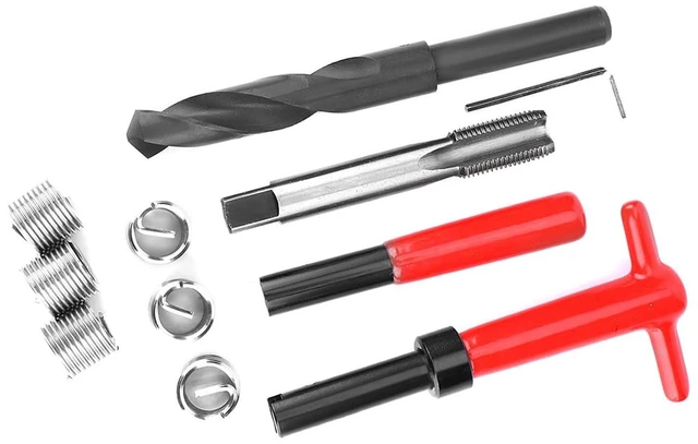Alt view image 2 of 7 - 11Pcs Thread Repair Kit,M16x1.5 Length 1.5D Stainless Steel Twisted Drill Tap Wrench Threaded Insert Tool,Metric-Imperial Units Conversion Helicoil Repair Kit