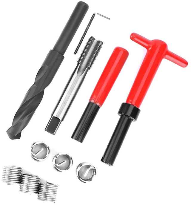 Alt view image 3 of 7 - 11Pcs Thread Repair Kit,M16x1.5 Length 1.5D Stainless Steel Twisted Drill Tap Wrench Threaded Insert Tool,Metric-Imperial Units Conversion Helicoil Repair Kit