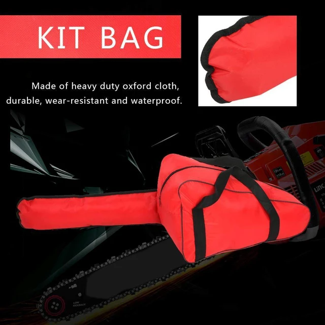 Alt view image 3 of 7 - Chainsaw Bag, Heavy-Duty Oxford Carrying Case, Portable Tool Holder, Chain Saw Carry Bag (20 inch - Red)