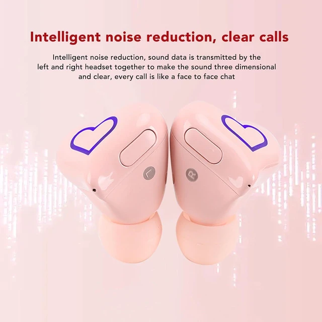 Alt view image 2 of 7 - Heart Shaped Earbuds, HiFi Stereo Bluetooth Headphones with Charging Case, Lightweight Noise Cancelling Earphones for Phone Laptop (Pin), 0bien8mqxz-12