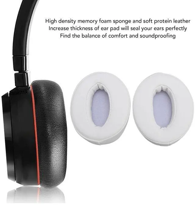 Alt view image 2 of 7 - Replacement Earpads for HD 4.50BT NC, 2 Pack Premium Protein Leather Ear Cushions with Memory Foam, Noise Isolation Replacement Ear Pads for HD 4.40BT / HD 458BT (White)