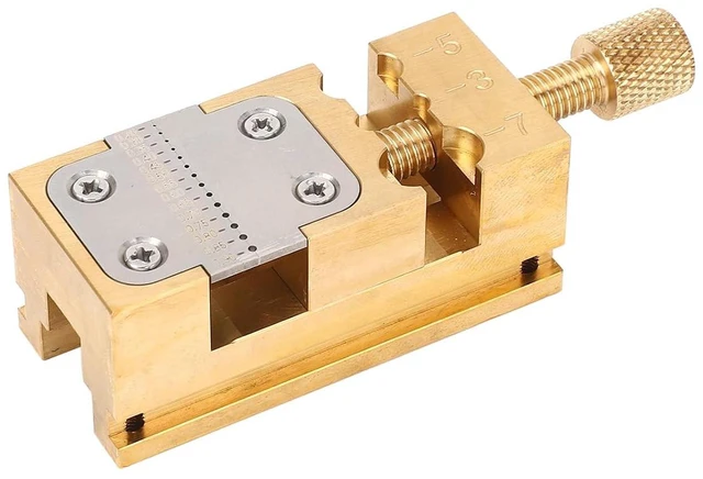 Alt view image 3 of 7 - Brass Bench Vise Watch Repair Tool Clamp for Holding Hands Wheel and Pins 0.2-0.9mm Aperture