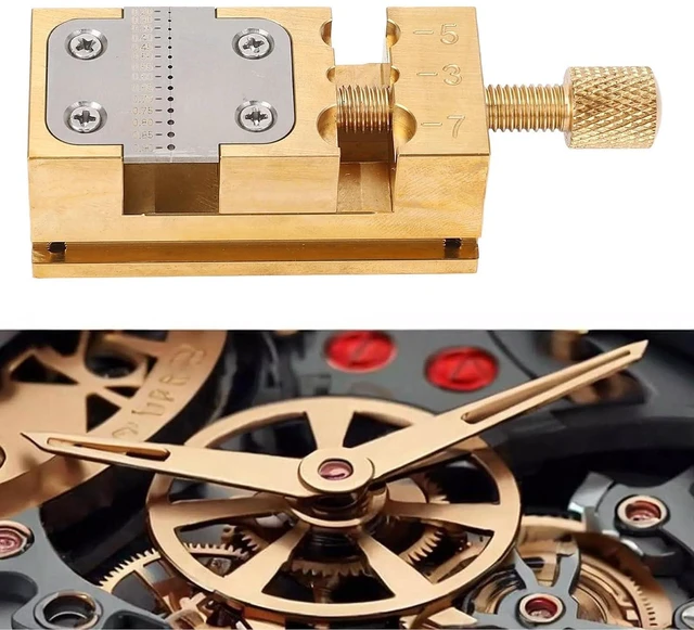Alt view image 4 of 7 - Brass Bench Vise Watch Repair Tool Clamp for Holding Hands Wheel and Pins 0.2-0.9mm Aperture