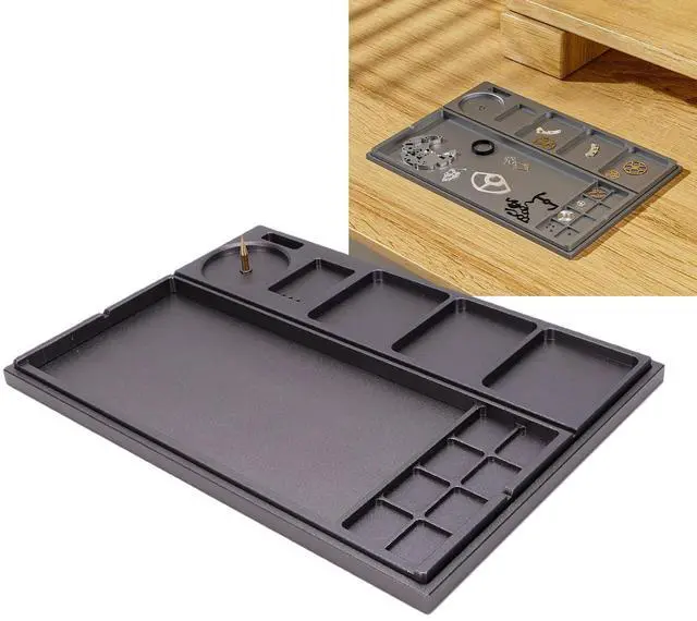 Alt view image 5 of 7 - Watch Parts Organizer, Watch Movement Tray, Watchmaker Tool Organizer Holder with Acrylic Dust Cover Parts Storage Box for Repair Crafting