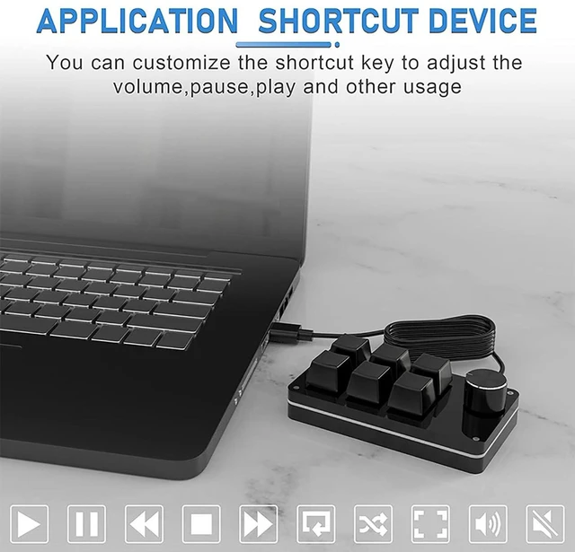 Alt view image 4 of 7 - Macro Mechanical Keyboard, 6 Keys Mini OSU Keyboard with Knob Design, Professional Programmable Macro Keypad for Gaming