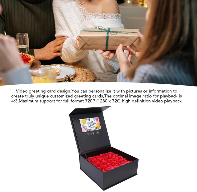 Alt view image 2 of 7 - Jewelry Flower Box, 7 Inch Color Display Video Greeting Card with HD Playback, Integrated Speaker, 1500mAh Battery, Fully Customizable for Wedding, Marketing
