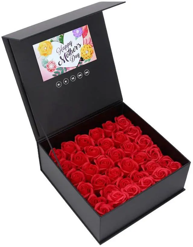 Main image of 7 Inch LCD Jewelry Flower Box - HD Video Greeting Card with Builtin Speaker for Weddings and Marketing, 720P Playback Customizable