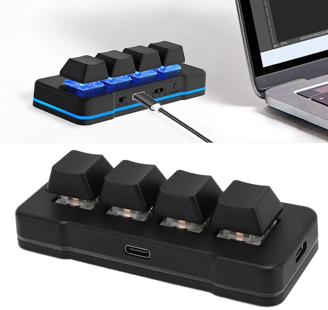 Alt view image 6 of 7 - Mini 4 Key Keypad Mechanical Gaming Keyboard, RGB Backlit Programming Macro Keypad, Wired USB One Handed Keypad for for OS X, for Android, Plug and Play