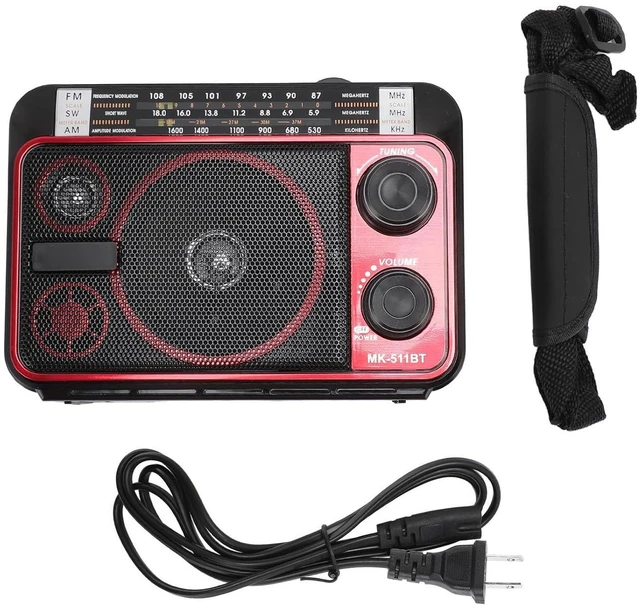 Alt view image 7 of 7 - Portable AM FM SW Radio, Bluetooth 5.0 Multi Band Shortwave Radio with Speaker, Battery Operated Great Reception Radio with Telescopic Antenna, Support USB TF Card Playback