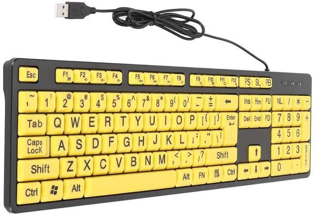 Main image of Large Print Computer Keyboard, 104 Keys Wired USB Oversized Big Letters Keyboard, Easy to See and Type, Quiet Keyboard for Visually Impaired Low Vision Individuals, Seniors