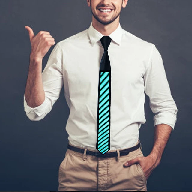 Alt view image 2 of 7 - Light Up Neckties, Sound Control Light Up Tie with 5 Lighting Modes, Soft Comfortable Ties Novelty Neck Ties Voice Control LED Tie for Wedding Party Holiday Special Events