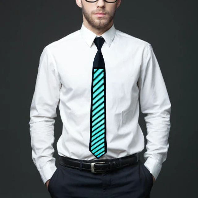 Alt view image 3 of 7 - Light Up Neckties, Sound Control Light Up Tie with 5 Lighting Modes, Soft Comfortable Ties Novelty Neck Ties Voice Control LED Tie for Wedding Party Holiday Special Events