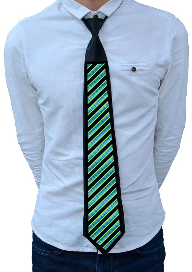 Alt view image 4 of 7 - Light Up Neckties, Sound Control Light Up Tie with 5 Lighting Modes, Soft Comfortable Ties Novelty Neck Ties Voice Control LED Tie for Wedding Party Holiday Special Events