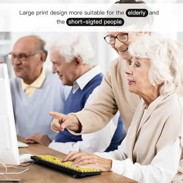Alt view image 5 of 7 - Large Print Computer Keyboard, 104 Keys Wired USB Oversized Big Letters Keyboard, Easy to See and Type, Quiet Keyboard for Visually Impaired Low Vision Individuals, Seniors