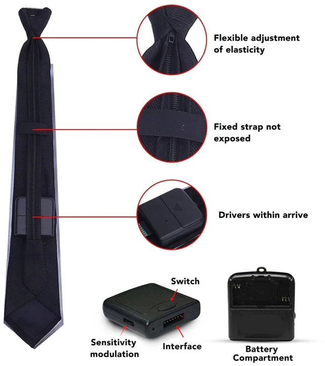 Alt view image 6 of 7 - Light Up Neckties, Sound Control Light Up Tie with 5 Lighting Modes, Soft Comfortable Ties Novelty Neck Ties Voice Control LED Tie for Wedding Party Holiday Special Events
