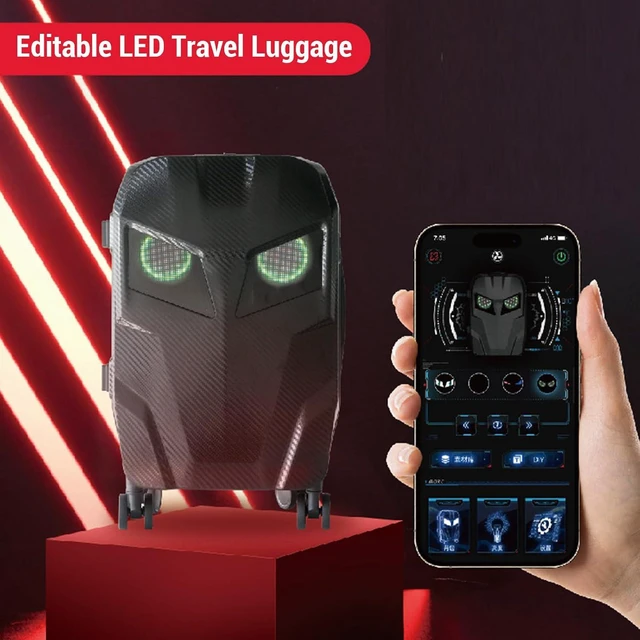Alt view image 2 of 7 - LED Suitcase, Hard Shell Large Capacity Suitcase with Customizable LED Display Screen, Programmable App Control Colorful Water Proof LED luggage for Men Women, 48 X 48 Pixels