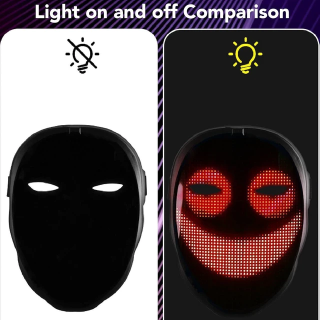 Alt view image 2 of 7 - LED Luminous Face Cover, BT Mobile APP Programmable Gesture Sensing Lighted Cover with 46x58 LED, 30 Pictures, 40 Animations, for Shining Classes
