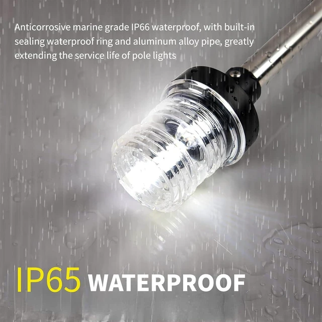 Alt view image 3 of 7 - Boat Stern Light, 12 Inches LED Anchor Light, 2NM Visibility Marine All Round Lights, IP65 360 Degree All Round 4000-4500K Anchor Pole Light for Pontoon and Fishing Boat