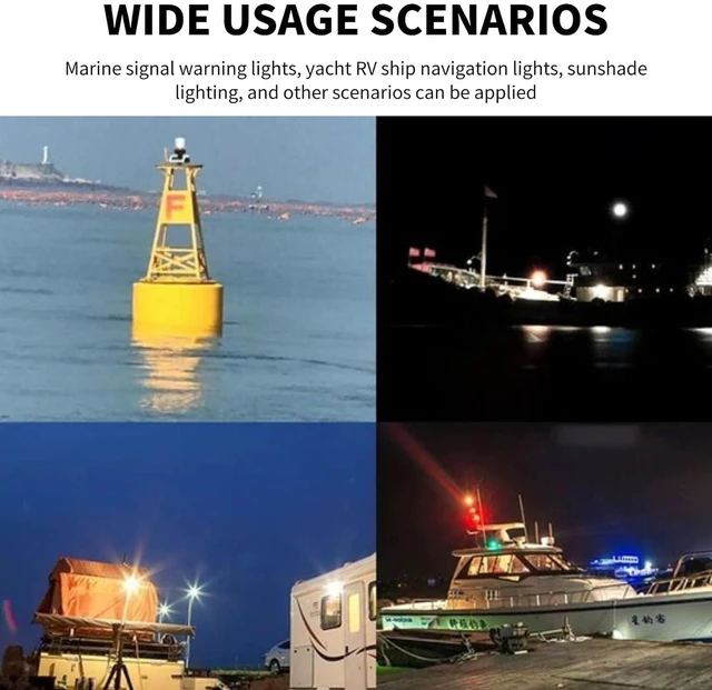 Alt view image 6 of 7 - Boat Stern Light, 12 Inches LED Anchor Light, 2NM Visibility Marine All Round Lights, IP65 360 Degree All Round 4000-4500K Anchor Pole Light for Pontoon and Fishing Boat