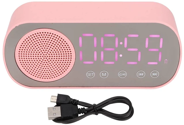 Alt view image 7 of 7 - Bluetooth Speaker Alarm Clock With LED Mirror Display, Radio, Weather Forecasts - Dual Loud Alarm for Heavy Sleepers