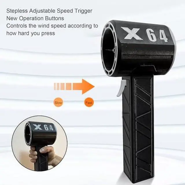 Alt view image 5 of 7 - Dry Blower, 1400g Thrust Electric Air Duster with Stepless Adjustable Speed Control, 64mm Brushless Motor Handheld Mini Fan Blower for Computer Keyboard Outdoors Car
