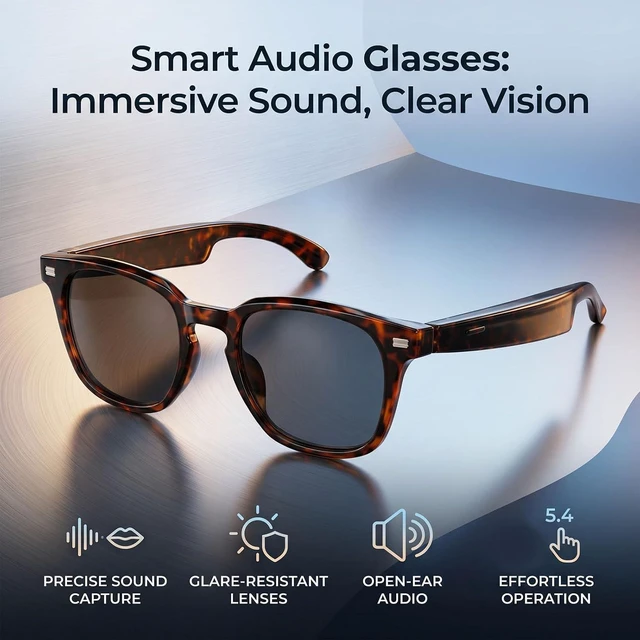 Alt view image 4 of 7 - Smart Audio Glasses, Bluetooth 5.4 with Dual Microphones and Open Speakers for Calls and Music, for Sports Travel Driving and Business
