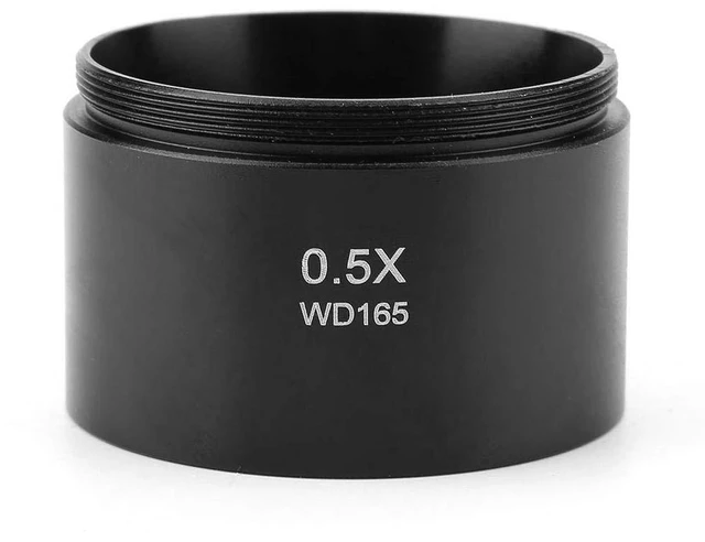 Main image of 0.5X Auxiliary Objective Lens, Stereo Microscope Objective Lens, 48mm Mounting, Black, Aluminum Alloy, LED, 0.5X Magnification