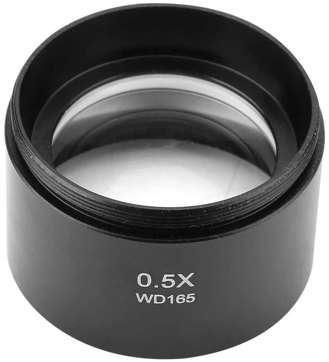 Alt view image 2 of 7 - 0.5X Auxiliary Objective Lens, Stereo Microscope Objective Lens, 48mm Mounting, Black, Aluminum Alloy, LED, 0.5X Magnification