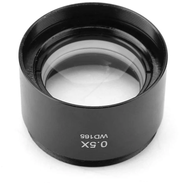 Alt view image 3 of 7 - 0.5X Auxiliary Objective Lens, Stereo Microscope Objective Lens, 48mm Mounting, Black, Aluminum Alloy, LED, 0.5X Magnification
