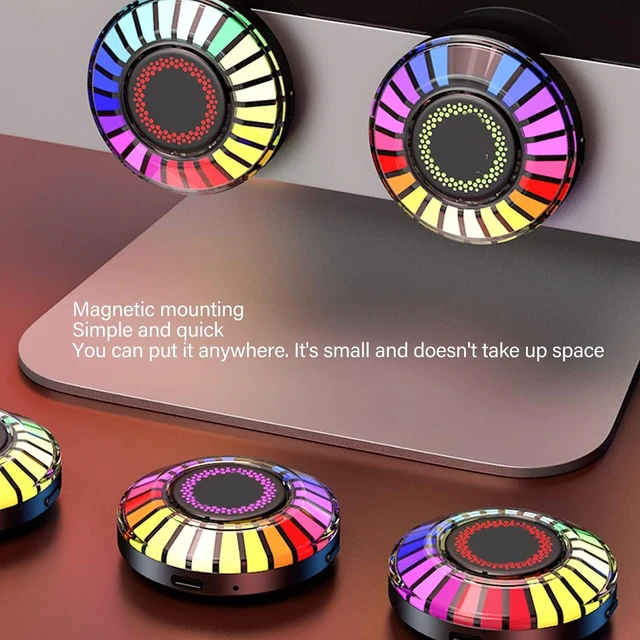 Alt view image 2 of 7 - 2PCS RGB Sound Control Lights, Magnetic LED Car Interior Light with APP Control, Voice Activated Pickup Music Rhythm Light Rechargeable, for KTV Party Room Decoration