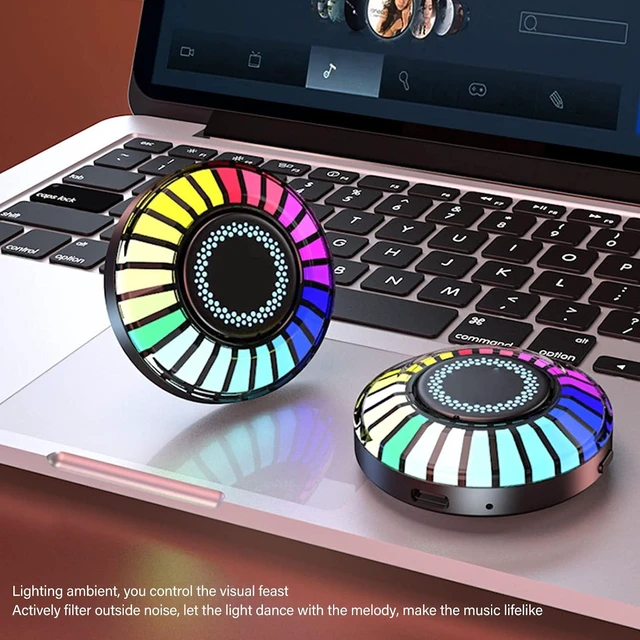 Alt view image 5 of 7 - 2PCS RGB Sound Control Lights, Magnetic LED Car Interior Light with APP Control, Voice Activated Pickup Music Rhythm Light Rechargeable, for KTV Party Room Decoration