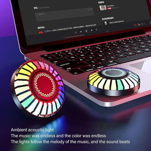 Alt view image 6 of 7 - 2PCS RGB Sound Control Lights, Magnetic LED Car Interior Light with APP Control, Voice Activated Pickup Music Rhythm Light Rechargeable, for KTV Party Room Decoration