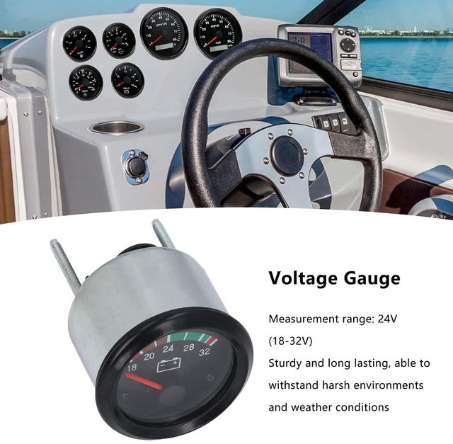 Alt view image 2 of 7 - 52mm Voltage Gauge, 24V (18-32V) Digital LED Voltmeter and Volt Meter Universal for Car Marine Boat Automotive