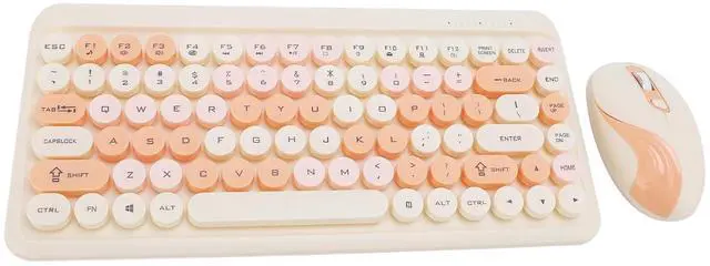Main image of Cordless Keyboard and Mouse Combo, 2.4G Cordless Retro Round Keycap Keyboard and 3 Level Adjustable Silent Mouse for Computer, Desktop, Laptop and Computer (Orange)