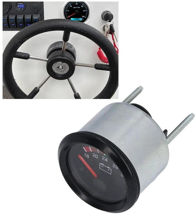 Alt view image 5 of 7 - 52mm Voltage Gauge, 24V (18-32V) Digital LED Voltmeter and Volt Meter Universal for Car Marine Boat Automotive