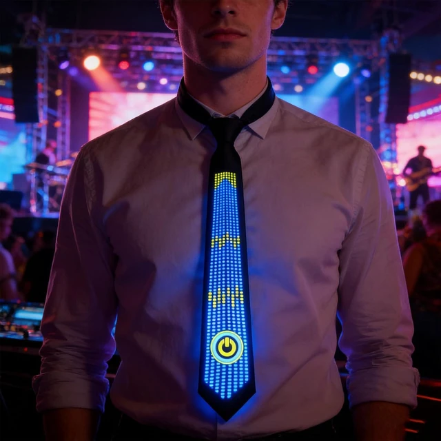 Alt view image 7 of 7 - LED Tie, Voice Controlled Luminous Necktie with Flexible LED Light Strips, for Concert Bar Dancing Birthday Party Cosplay