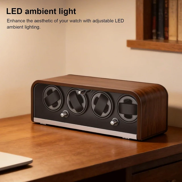 Alt view image 5 of 7 - Automatic Watch Winder, Quiet Watch Rotator with LED Light 5 Modes, for Automatic Watches Storage
