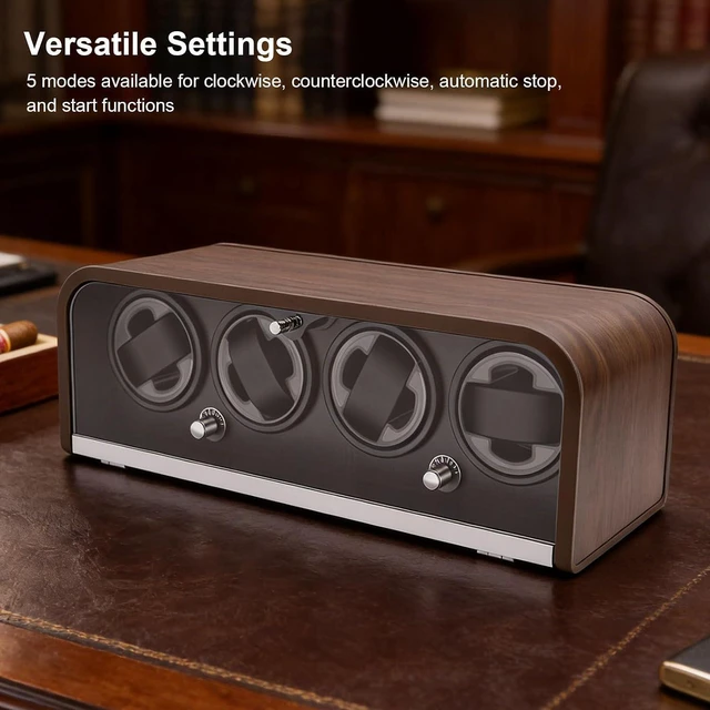 Alt view image 4 of 7 - Automatic Watch Winder, Quiet Watch Rotator with LED Light 5 Modes, for Automatic Watches Storage