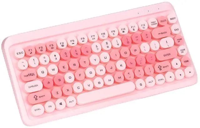 Main image of Cordless Keyboard and Mouse Combo, 2.4G Cordless Retro Round Keycap Keyboard and 3 Level Adjustable Silent Mouse for Computer, Desktop, Laptop and Computer (Smoky Purpl)