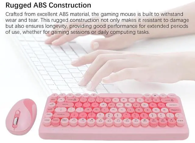 Alt view image 5 of 7 - Cordless Keyboard and Mouse Combo, 2.4G Cordless Retro Round Keycap Keyboard and 3 Level Adjustable Silent Mouse for Computer, Desktop, Laptop and Computer (Smoky Purpl)