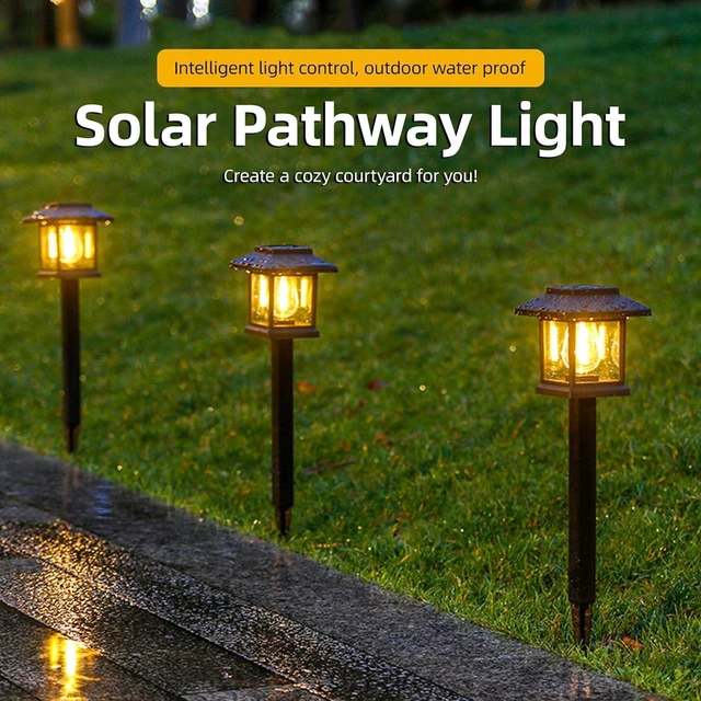 Alt view image 5 of 7 - Solar Pathway Lights, 2PCS LED Light Sensor, IP44 Solar Powered Outdoor Light for Garden Yard Walkway Landscape Decor
