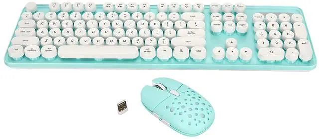Main image of Wireless Keyboard and Mouse Combo, 104 Keys Retro Round Keycaps Typewriter Keyboard with Wireless Mouse, Computer Keyboard and Mouse Set for PC Laptop (Blue Board)