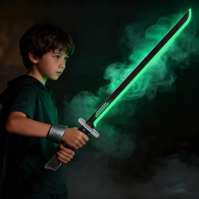 Alt view image 3 of 7 - LED Sword, Multicolor Gradient Lighting with Sound Effects for Role Playing, Metallic Finish Futuristic Design with Sheath, Lightweight ABS Construction