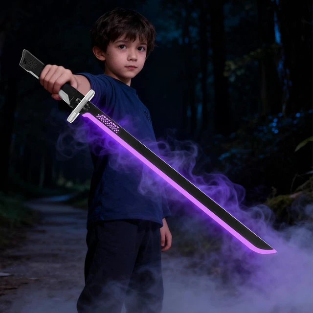 Alt view image 2 of 7 - LED Sword, Multicolor Gradient Lighting with Sound Effects for Role Playing, Metallic Finish Futuristic Design with Sheath, Lightweight ABS Construction