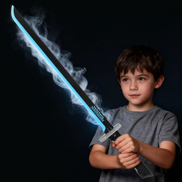 Alt view image 6 of 7 - LED Sword, Multicolor Gradient Lighting with Sound Effects for Role Playing, Metallic Finish Futuristic Design with Sheath, Lightweight ABS Construction