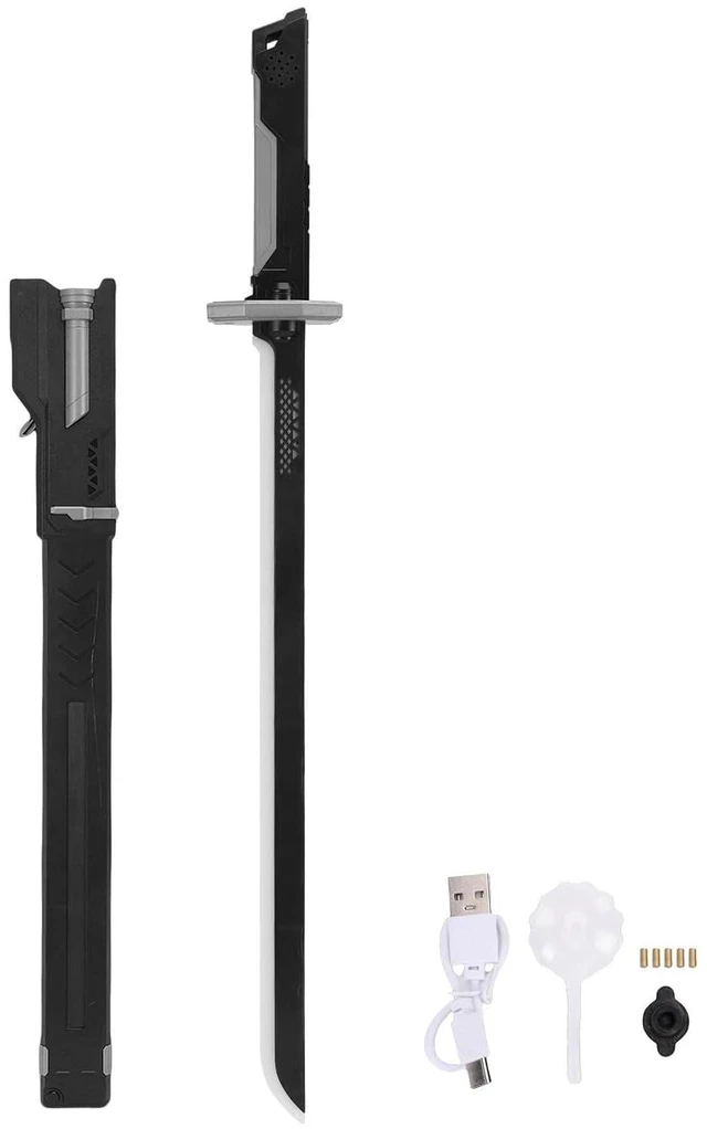 Alt view image 7 of 7 - LED Sword, Multicolor Gradient Lighting with Sound Effects for Role Playing, Metallic Finish Futuristic Design with Sheath, Lightweight ABS Construction