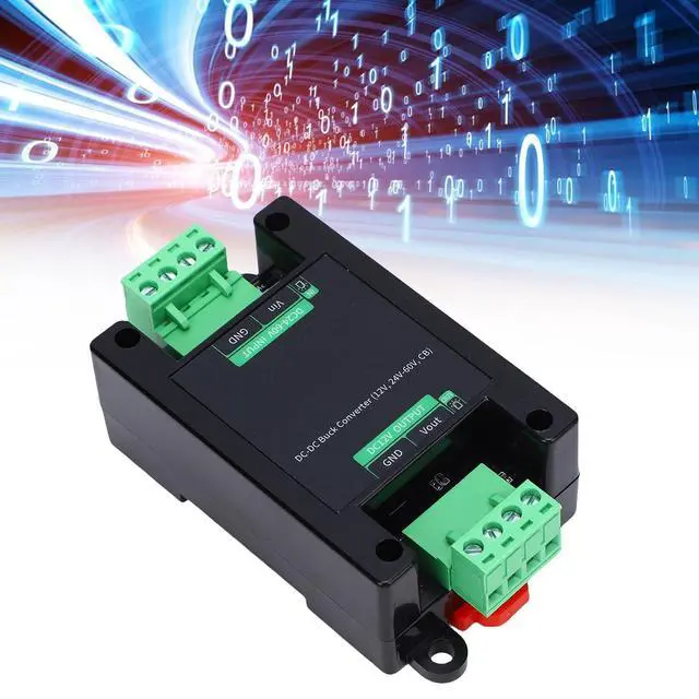 Alt view image 5 of 7 - DC to DC Power Converter 24-60V to 12V, 85% Efficiency, Non Isolated, Internal Protections, Terminal Block, Guide Rail Mount Buckle, ABS Material, 4.8W-12W, Approx. 90A