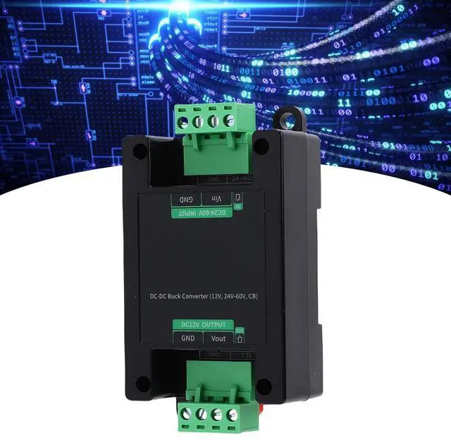 Alt view image 6 of 7 - DC to DC Power Converter 24-60V to 12V, 85% Efficiency, Non Isolated, Internal Protections, Terminal Block, Guide Rail Mount Buckle, ABS Material, 4.8W-12W, Approx. 90A